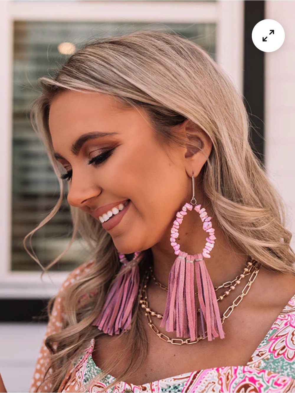 Boho Love Pink Tassel Earrings